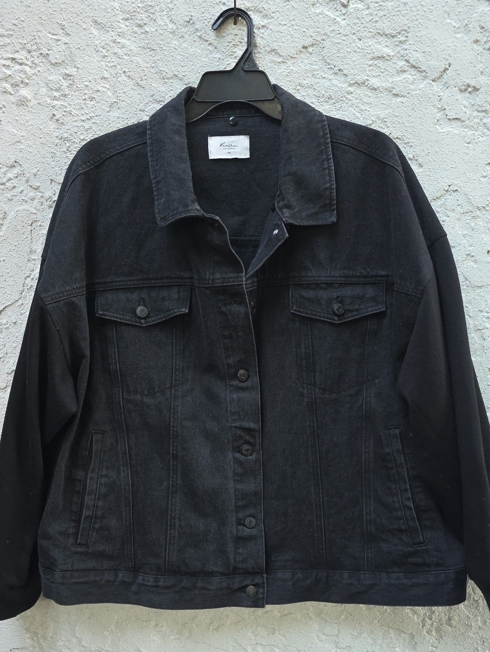 Kancan Black Tori Boyfriend Mixed Media Denim Jacket Size 3XL